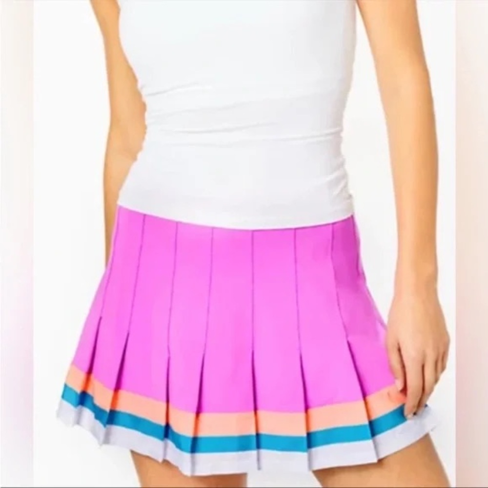 Lilly Pulitzer Vibrant Mini Skirt in Pink with Blue and Orange Stripes